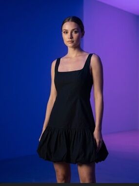Steve Madden Black Sleeveless Ruffle-Hem Mini Dress